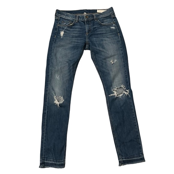 Rag & Bone Dre Distressed Low-Rise Slim Jeans in Canyon Wash, Sz 26 - Picture 3 of 15